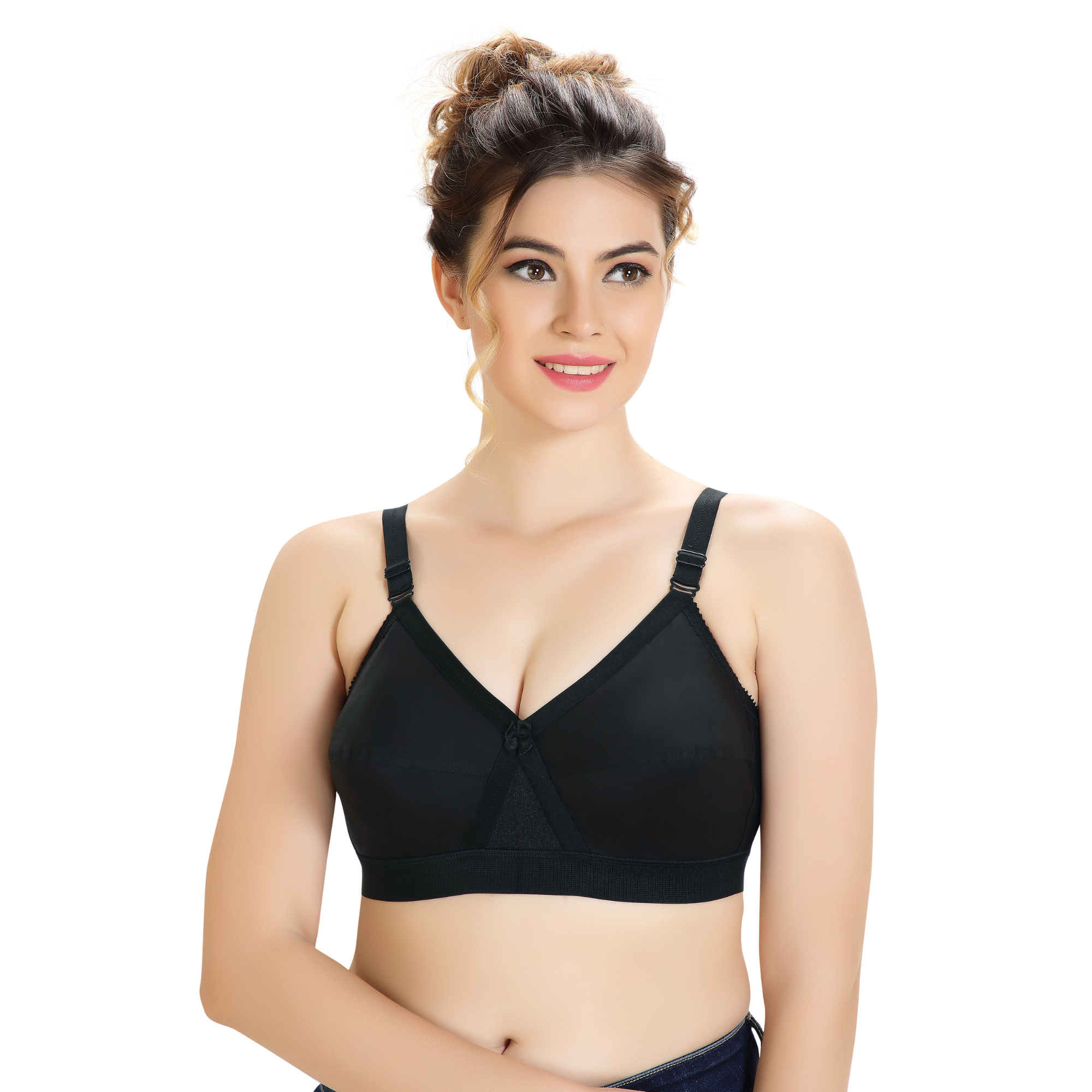 Dhyani fashion lightly padded non wired bra full coverage cotton for heavy  bust push up bra