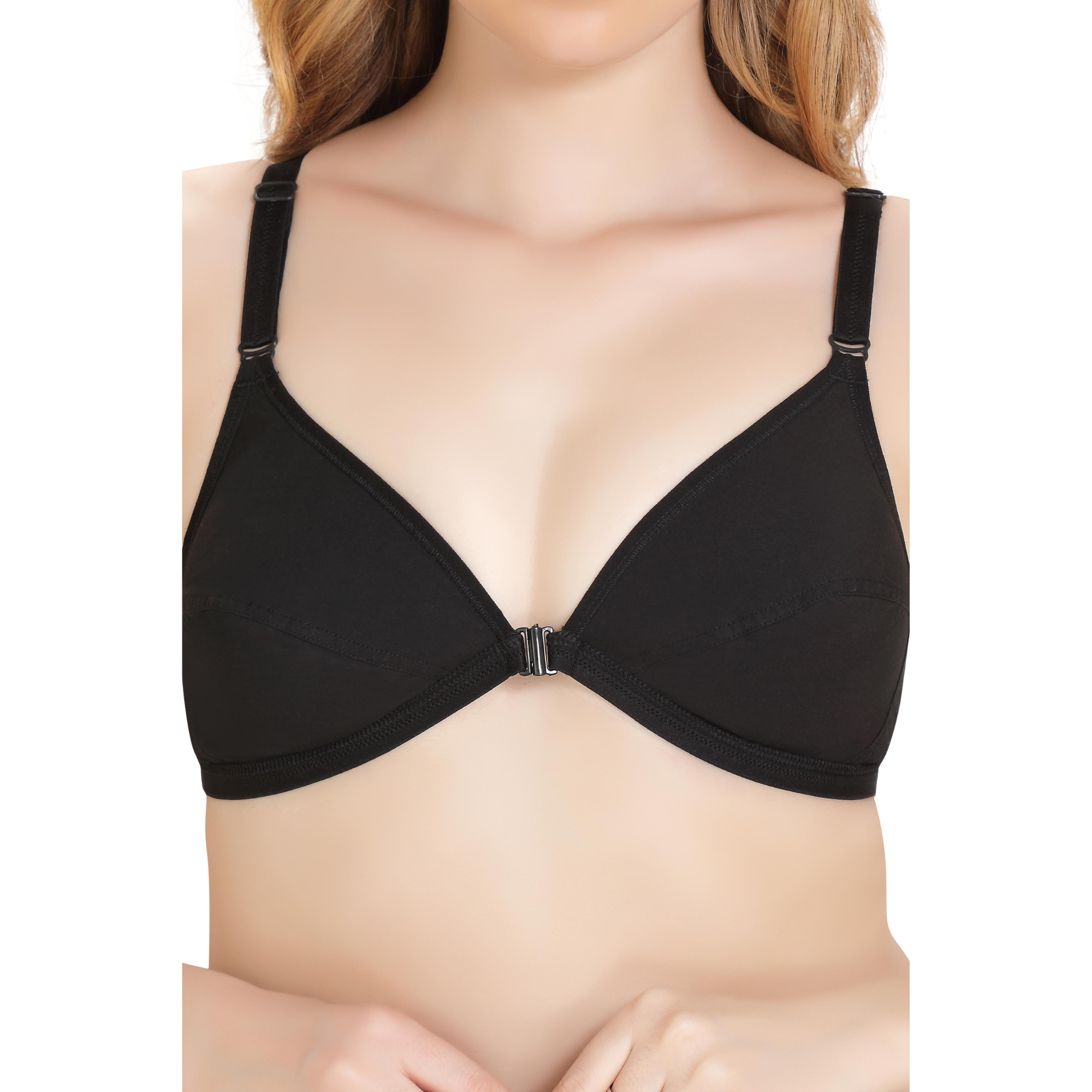 Women's Cotton Front Open Non Padded Non-Wired Regular Bra B Cup (Combo  Pack Of 3) – Owomaniyah