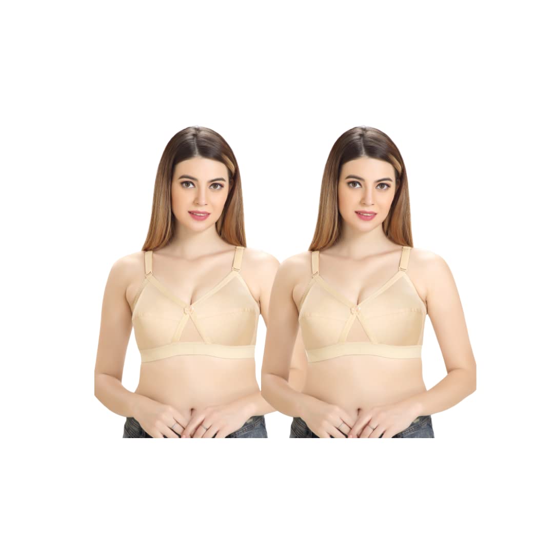 Women's Cotton Padded Non-Wired Bra (Pack of 2) Random Color Will Be Sent