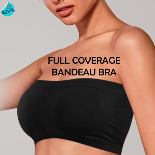 Women’s black strapless tube bra – padded seamless bandeau wire-free