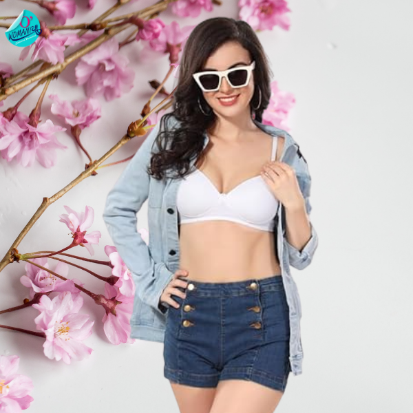 Women’s white padded bra B cup – wire-free seamless everyday comfort